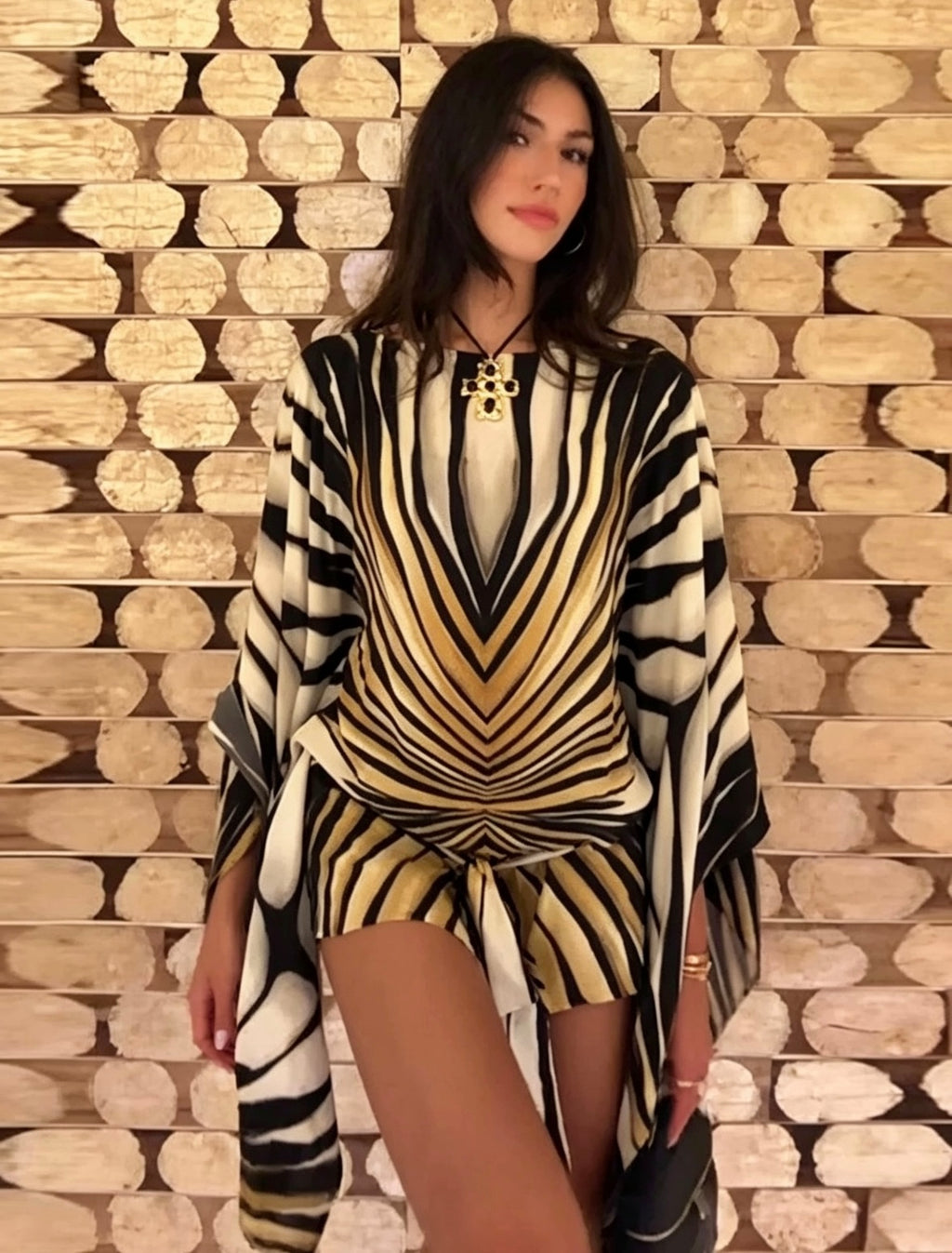Mediterranean Luxe Stripe Dress – Chic Vacation Beach Robe
