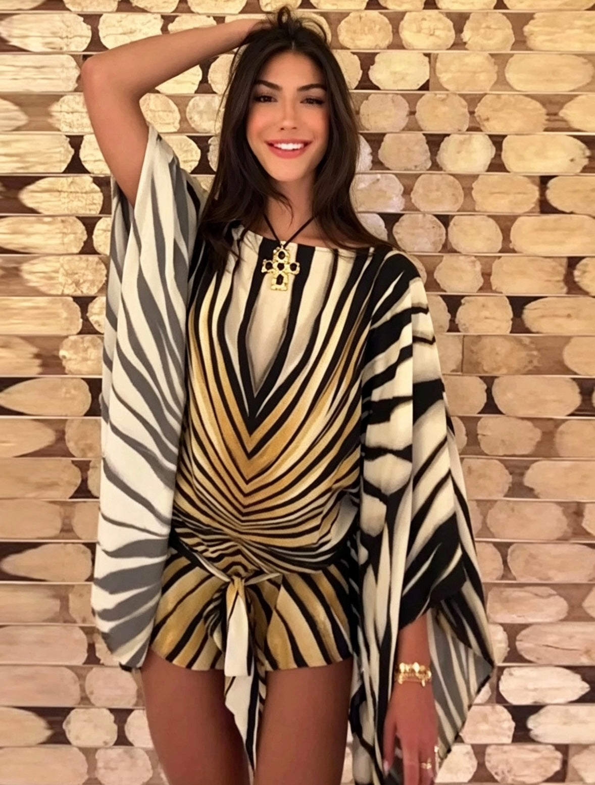 Mediterranean Luxe Stripe Dress – Chic Vacation Beach Robe